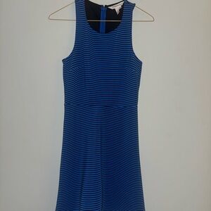 BCBGeneration Black and Blue Striped Midi Dress